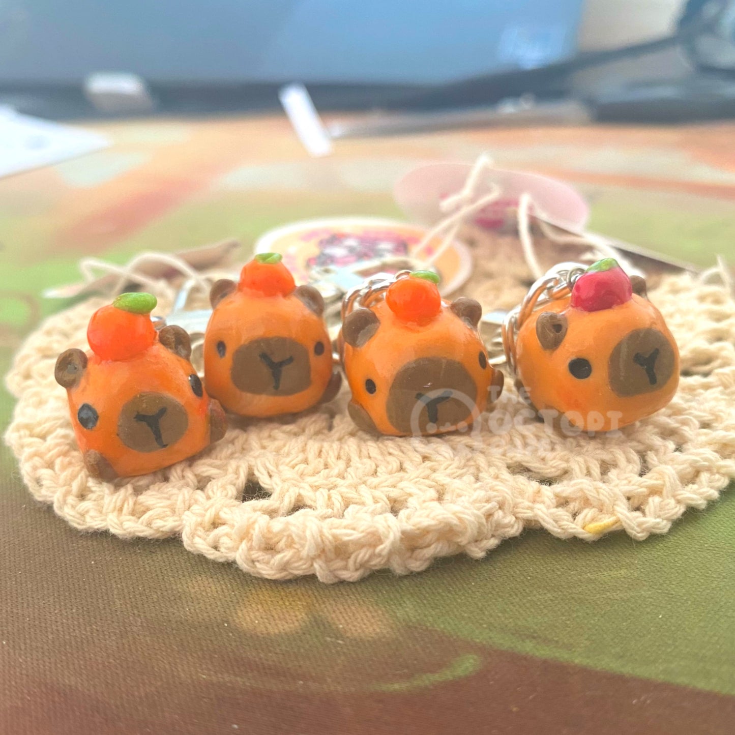 capybara polymer charm keychain