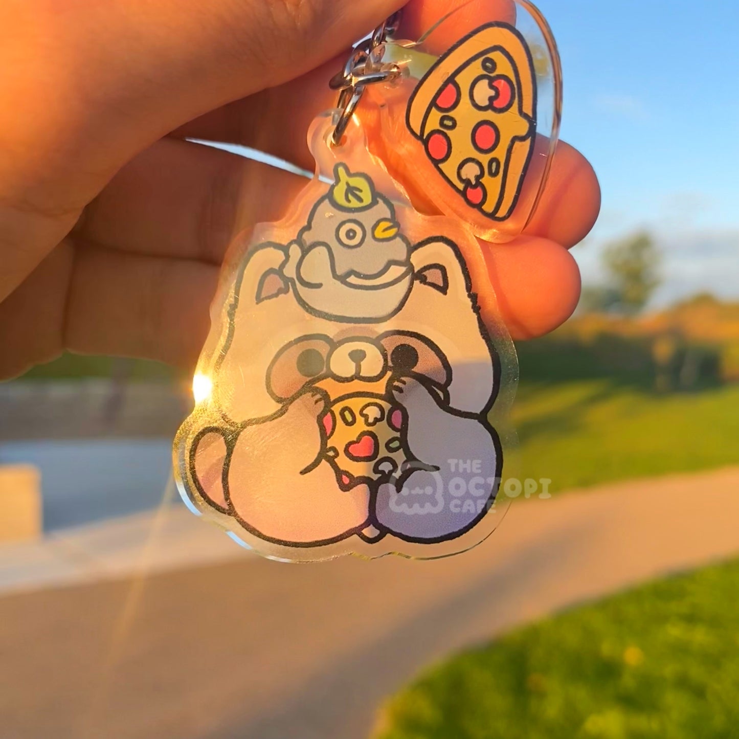 Pizza Raccoon  acrylic keychain