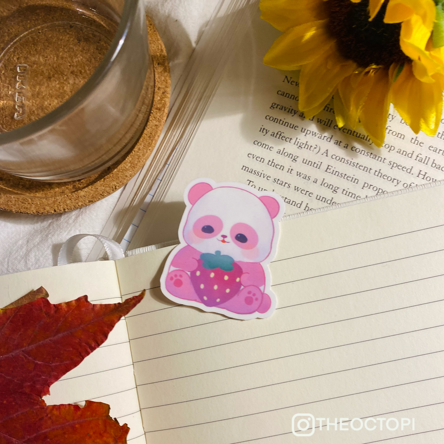 Adorable Pink Strawberry Panda Vinyl Sticker Decal - Add Some Cuteness to Your Items!